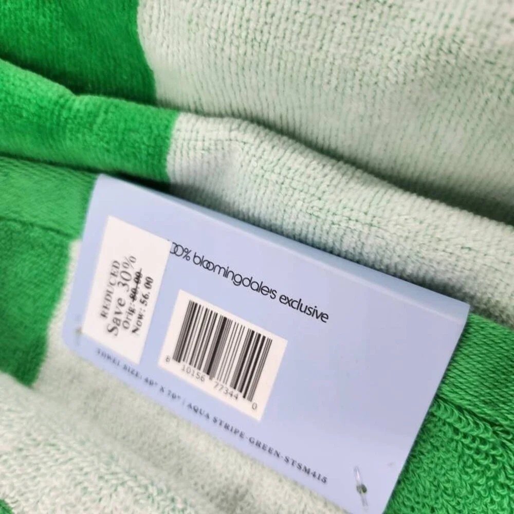 Aqua Striped Woven Beach Towel Unisex One Size Island Green